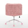 W26.4 Inch Wider Seat Office Chair,Artificial Rabbit Hair Home Chair with Metal Base,Adjustable Desk Swivel Chair,Vanity Chair(Pink) ,DE1875PK
