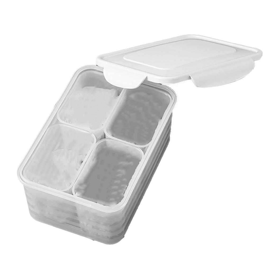 Fridge Storage Containers PP 4 Compartment Fresh Keeping Divided Veggie Salad Organizer Boxes
