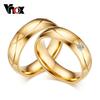 Vnox Hot Wedding Bands Rings For Women Men Gold-Color Stainless Steel Engagement Ring Jewelry
