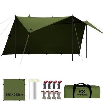 GOGlamping Square Tarp TC Square Tarp Polycotton Bonfire Safe Loops and Special Waterproof Tape 500mm Water Pressure Resistant Water Repellent Light