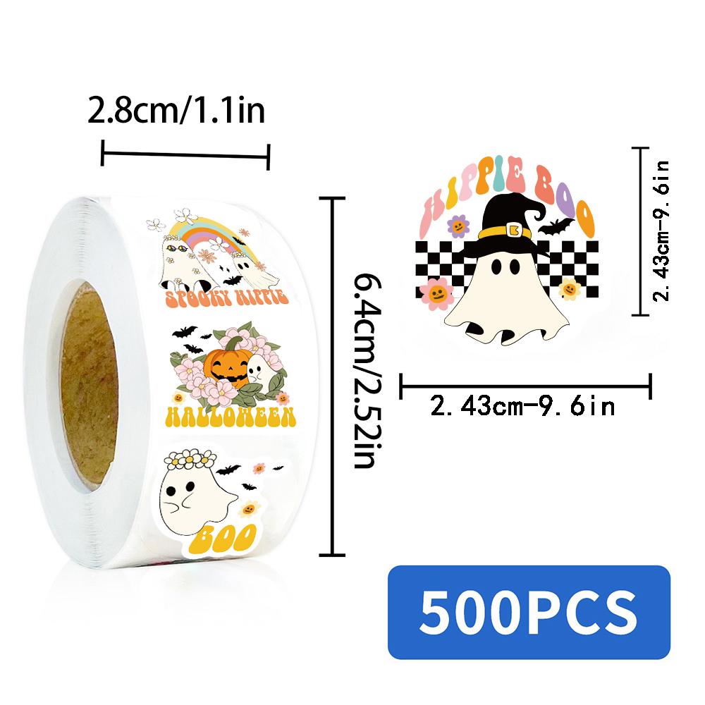 500PCS Hippie Spooky Boo Ghost Roll Stickers Laptop Luggage Colorful Decoration Chambre Personalized Harajuku Paintings Sticker