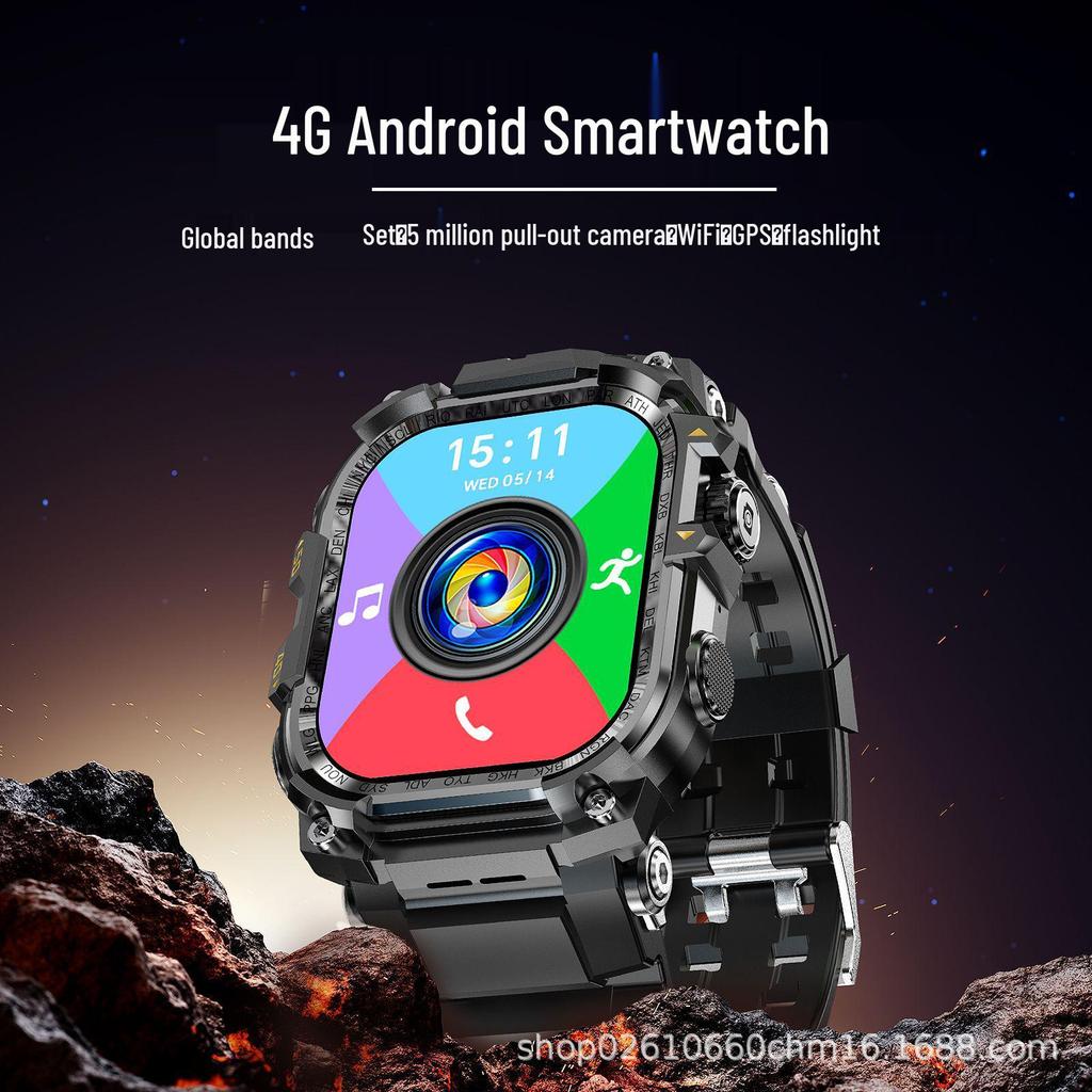 Q888 4G Smartwatch: HD Clear AMOLED, Large Screen, Android OS, SIM Slot, Rotating Camera, Flashlight.