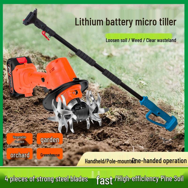 Portable Lithium Battery Handheld Tiller for Garden and Field Soil Loosening and Grass Digging