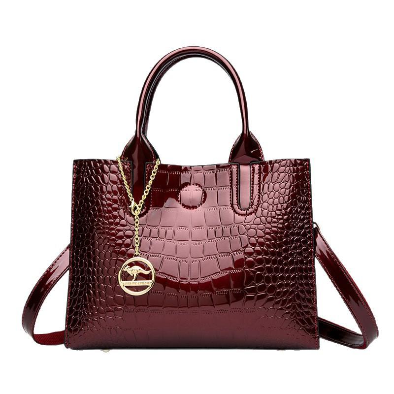 Fashionable Patent Leather Large-capacity Versatile Soft and Wear-resistant Bag