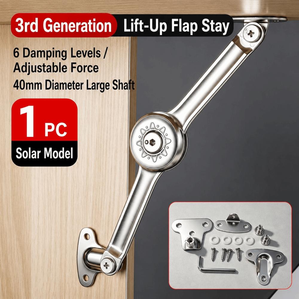 Satin Nickel Finish Folding Lid Stay Hydraulic Damping Cabinet Door Hinge For Wardrobe
