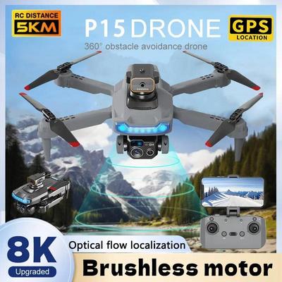 2026 New P15 Mini Drone GPS Professional 8K Hd Camera Obstacle Avoidance Aerial Photography Brushless Foldable Quadcopter Gift Toy