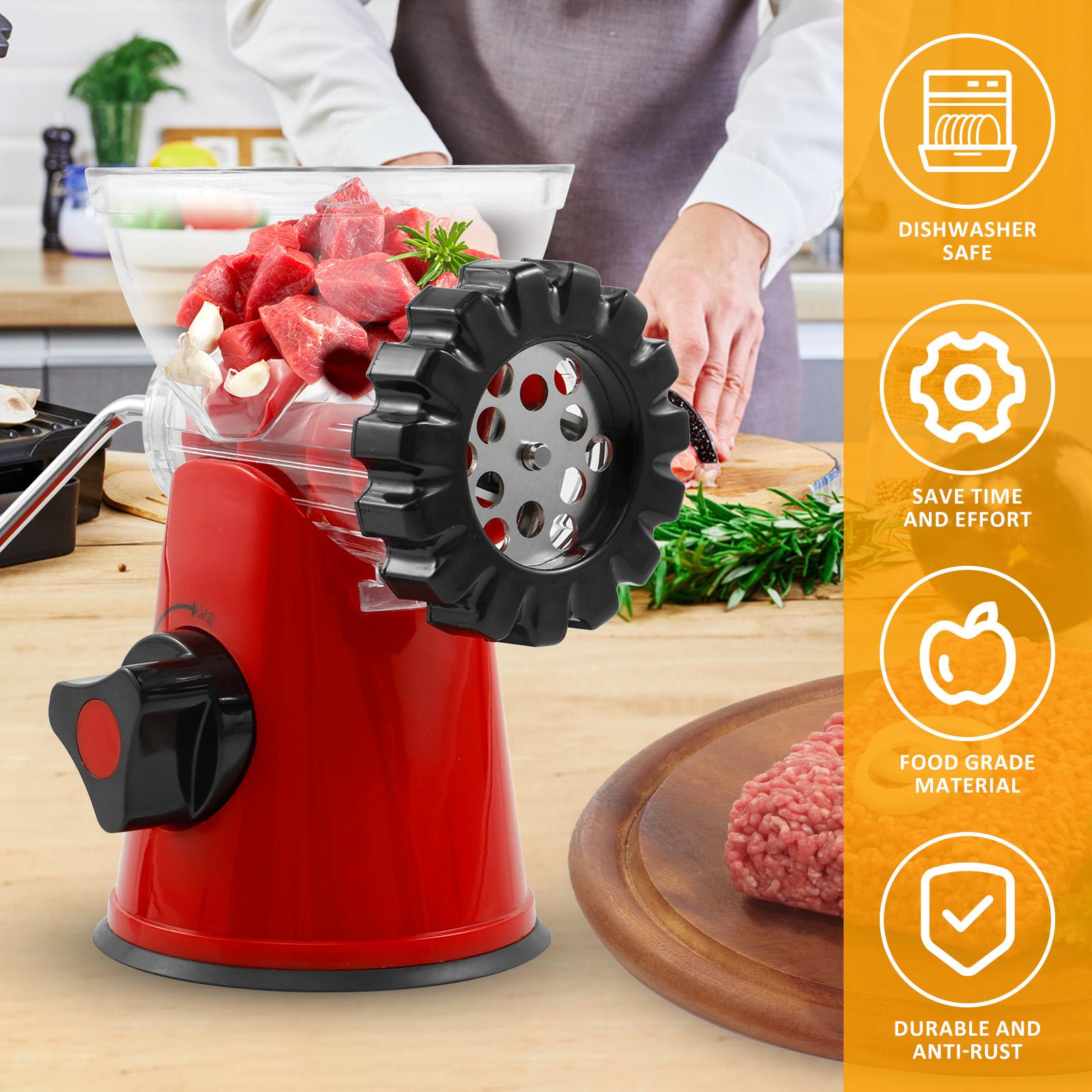 Manual Meat Grinder with Hand Crank Food Grade Meat Grinder Multifunctional Manual Meat Mincer Machine Easy Cleaning rosso