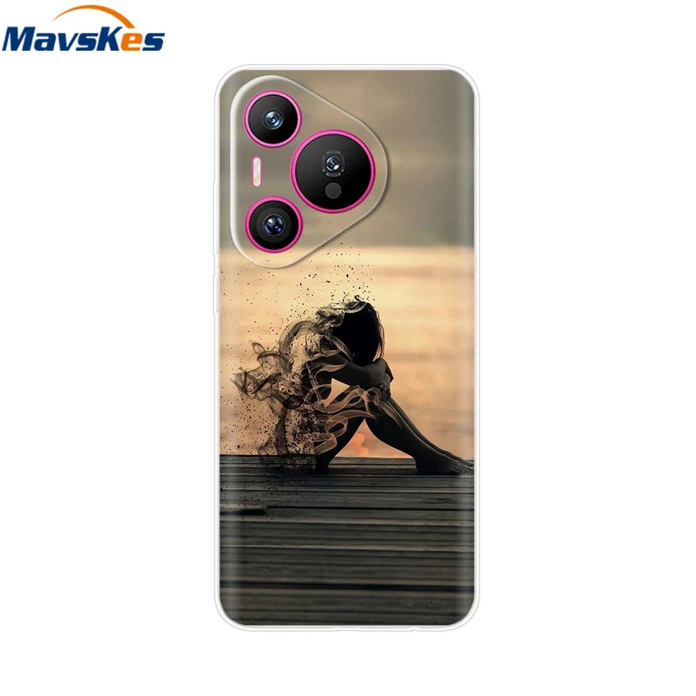For Huawei Pura 70 Pro Case Pura 70 Clear Back Cover Pretty Girl Bumper Soft TPU Funda For Huawei Pura 70 Pro+ Pura70 Ultra Capa