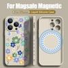 Blumenmuster Magnetische Hülle Für iPhone Air 16e 17 16 15 14 13 12 Pro Max 11 Für Magsafe Kabelloses Laden Silikon Weiche TPU-Abdeckung
