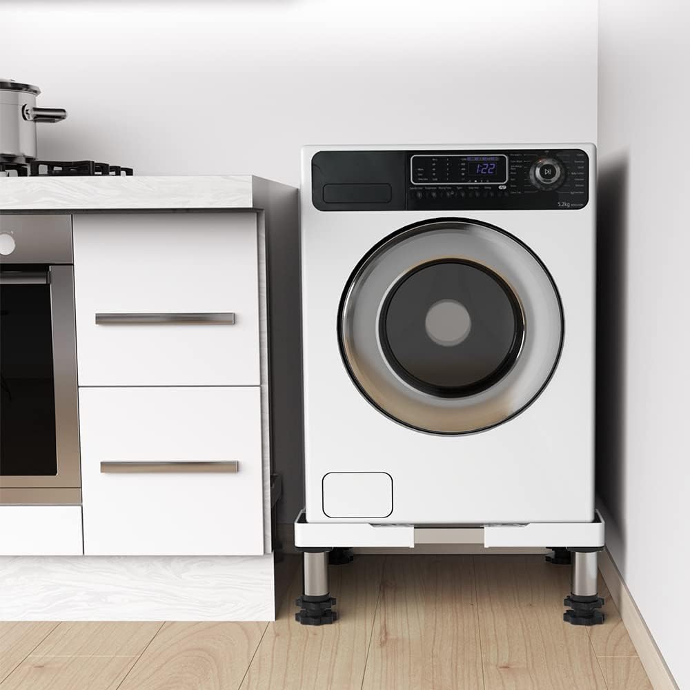 Washing Machine Height Adjustable from Stainless with Pads and Heightening Weight Capacity Approximately Width and Depth Adjustable Sound and