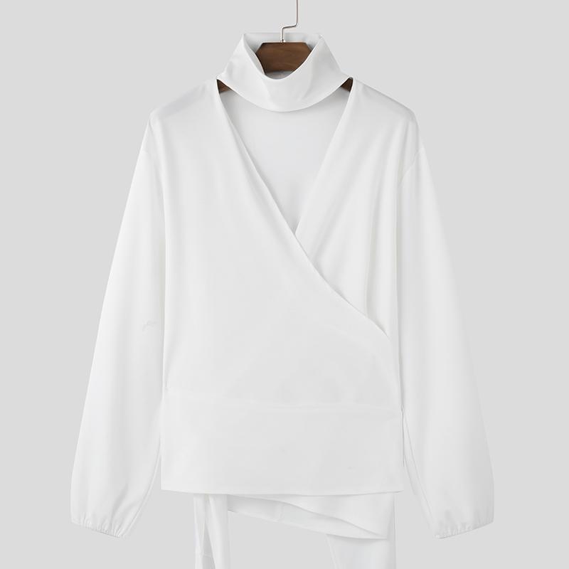 

INCERUN Мужские свободные повязки с V-образным вырезом и длинным рукавом, повседневные рубашки 4XL белый