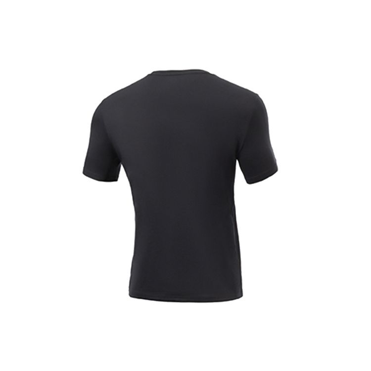 Li-Ning Tricou cu mânecă scurtă din mătase de gheață cu uscare rapidă, culoare solidă, logo mare, bărbați, topuri, negru ATSS479-3