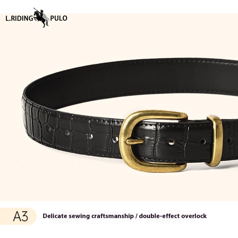 Vintage Cowhide Pin Buckle Women's Belt Versatile Decoration High-grade Pink Genuine Leather Belt Belt