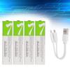 4Pcs USB AAA Lithium?ion Rechargeable Battery 750mah Large Capacity with Charging Cable