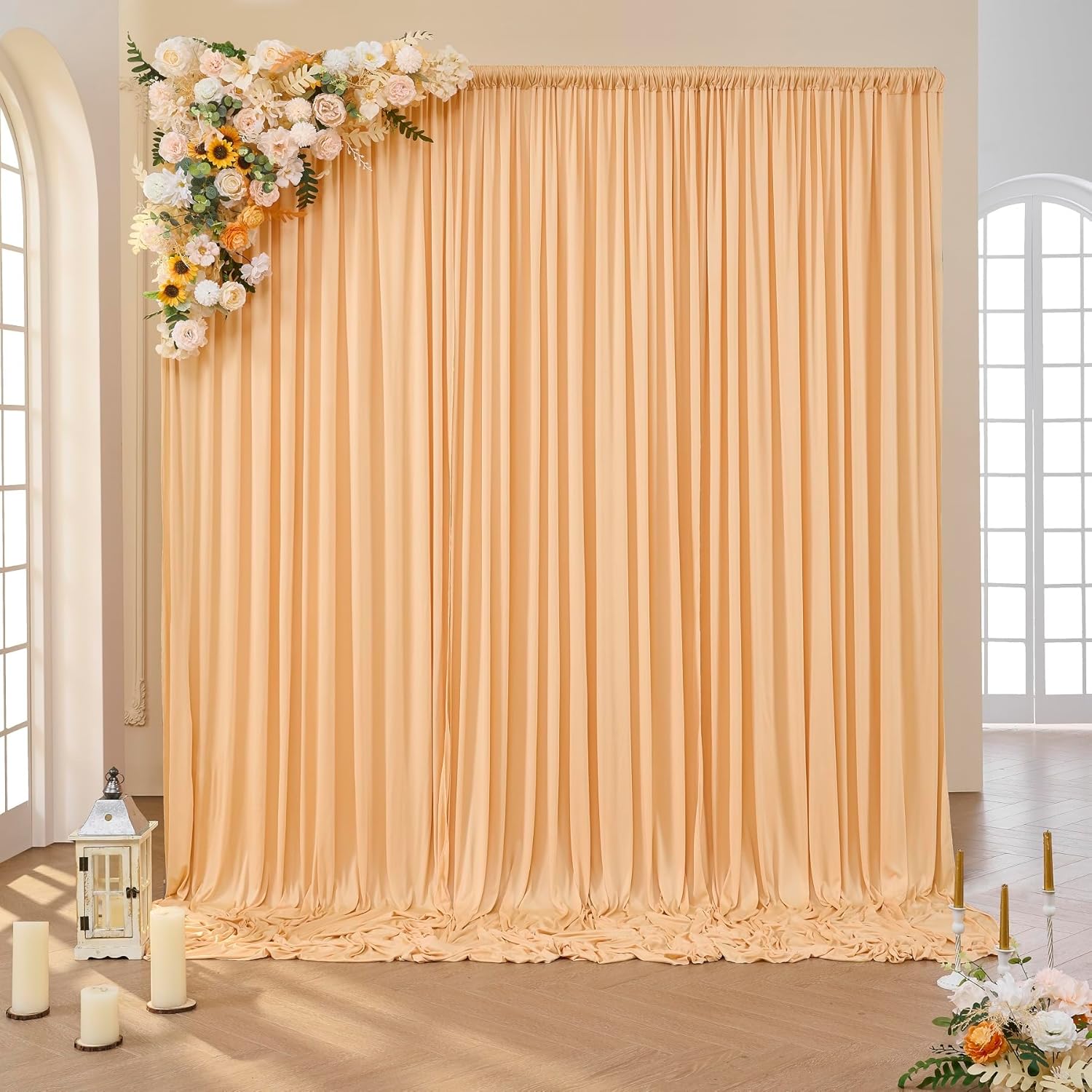 

Wrinkle Free White Backdrop Curtains for Wedding Parties, Polyester Photography Backdrop Drapes for Birthday Parties Backdrop 150x215cm(5x7FT)&Rod Pocket