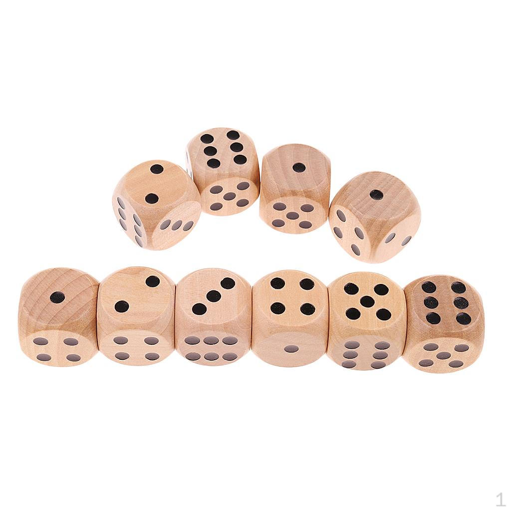 10 Pack Wooden D6 Polyhedral Sets for RGP Role-Playing Tabple Game