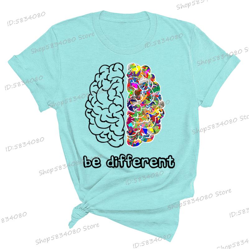 Autism Awareness Day Essential Tshirt Autist Brain Be Different Graphic T Shirts Autism Awareness Crew Neck Short Sleeve Tshirt