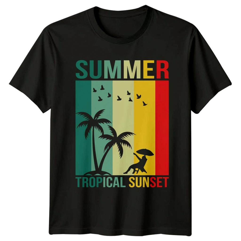 Summer Tropical Sunset T-Shirt Beach Vacation Summer Gift For Him And Her