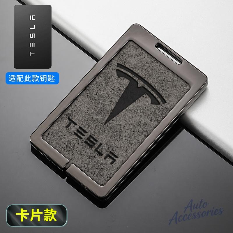 Leder Auto NFC Karten Schlüssel Etui Hülle Zinklegierung Schutzschale Schlüsselanhänger Für Tesla Model 3 Model Y Model S X Schlüsselanhänger Zubehör