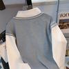 2024 Autumn Women's High-End Spliced Polo Sweatshirt - Long Sleeve, Loose, Slimming, Versatile Design