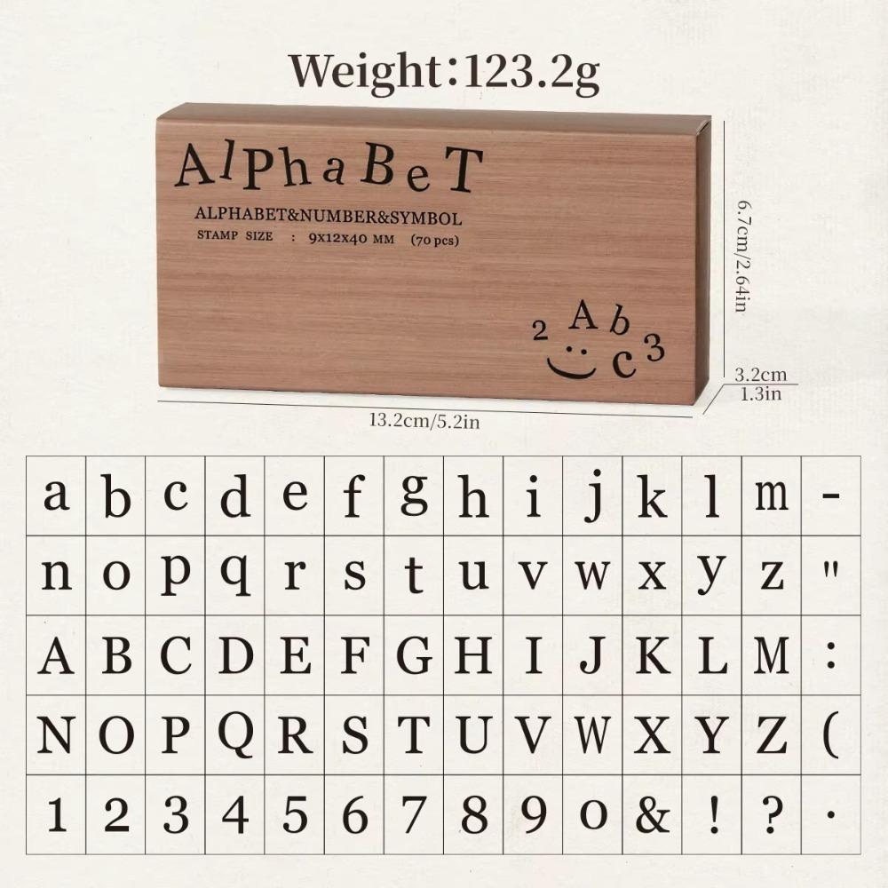 70 Pcs Wooden Handle Wooden Rubber Stamp Set Standard Size Crafting Alphabet Letter Stamp Precise Durable Standard Seal Stamp