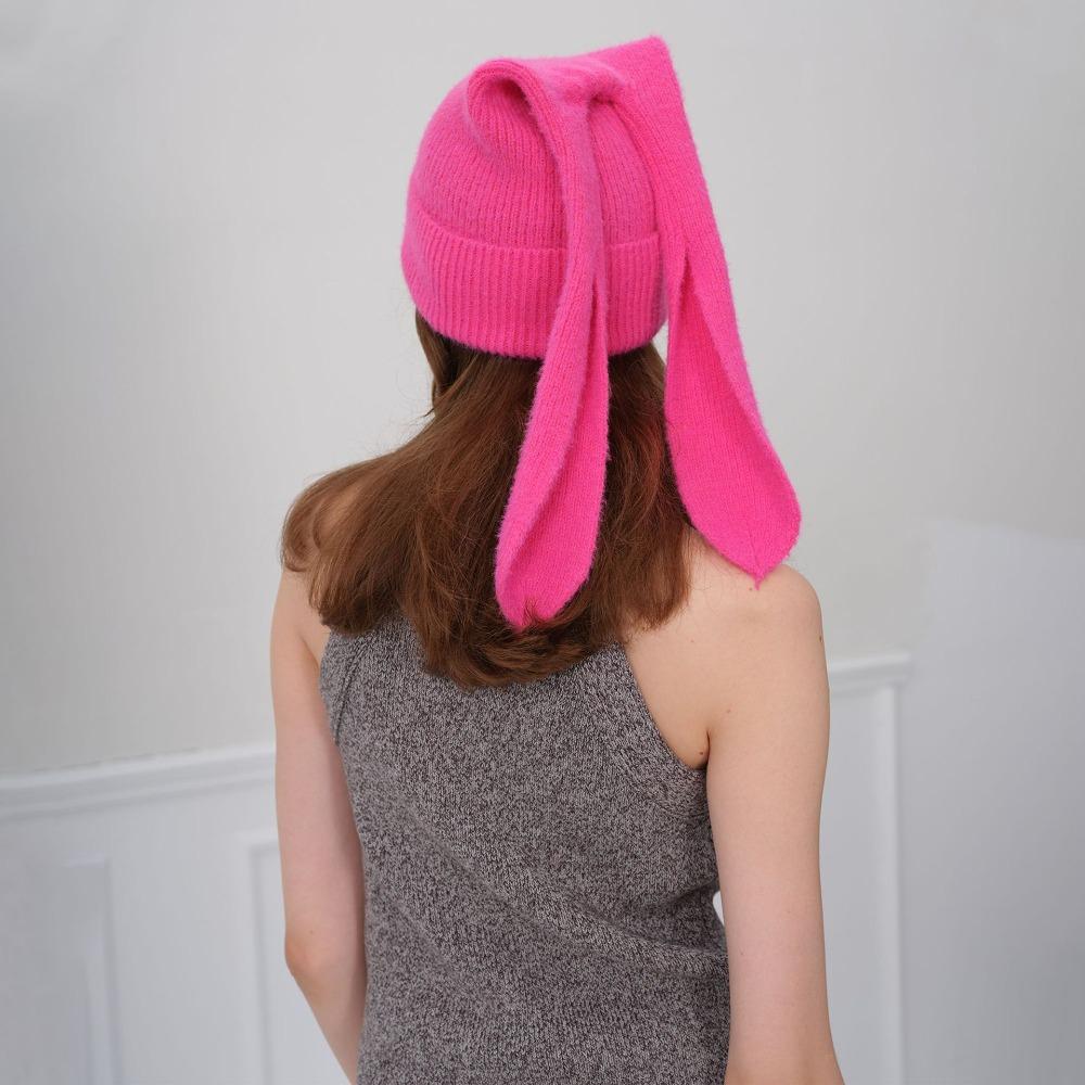 Winter Warm Earflap Hat Long Ears Rabbit Pullover Hat Cute Beanies Caps Women