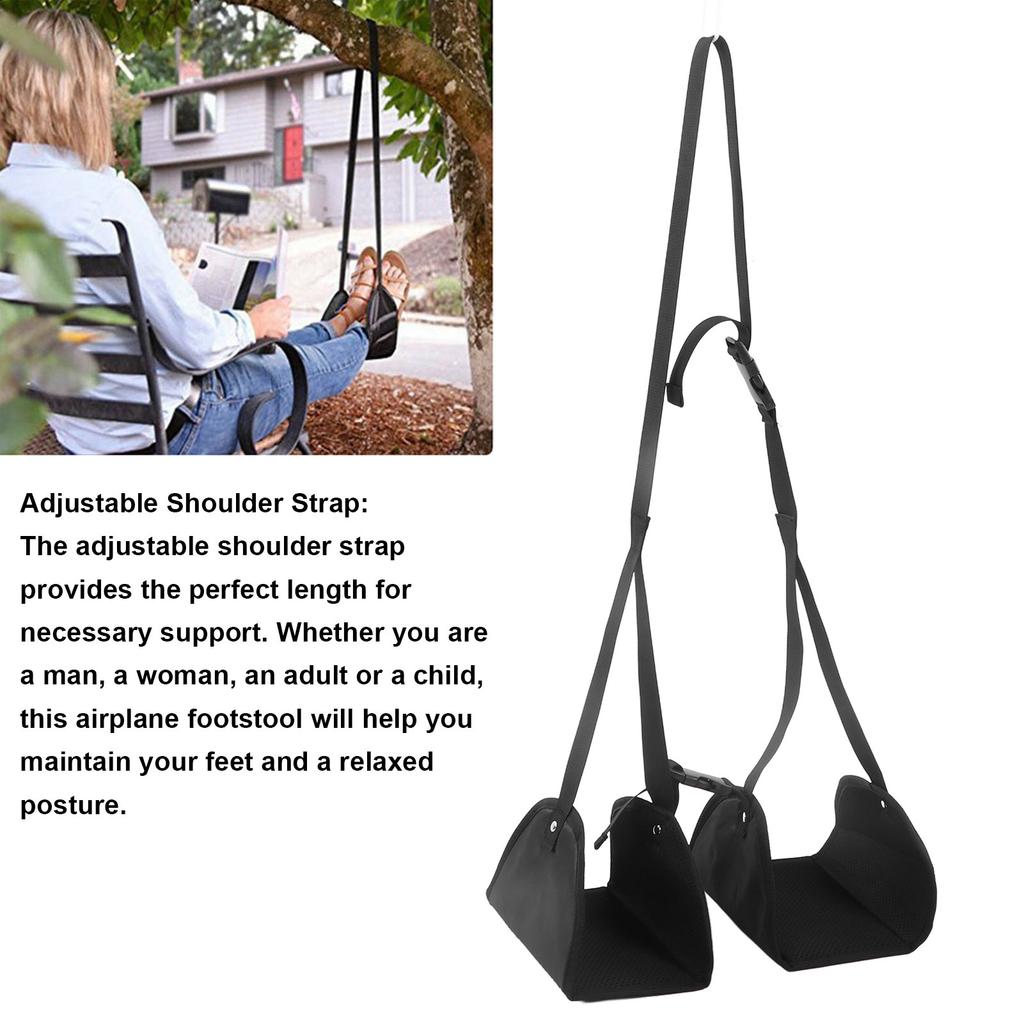 Travel Airplane Foot Pedal Hammock Black Portable Foot Hammock Under Desk for Family Travel Office Chair