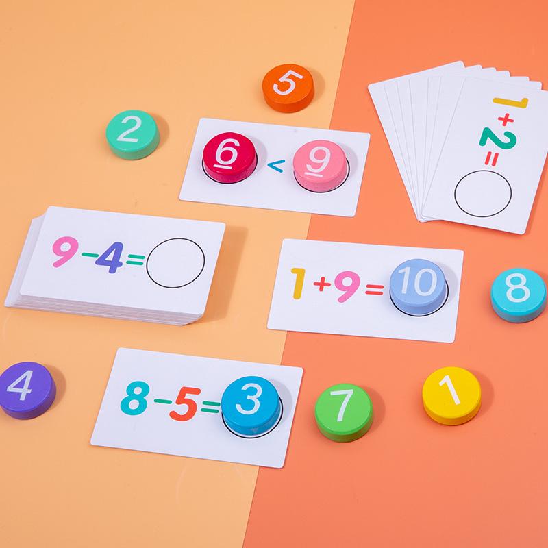 Wooden Arithmetic Building Blocks: Educational Addition & Subtraction Matching Toys for Toddlers
