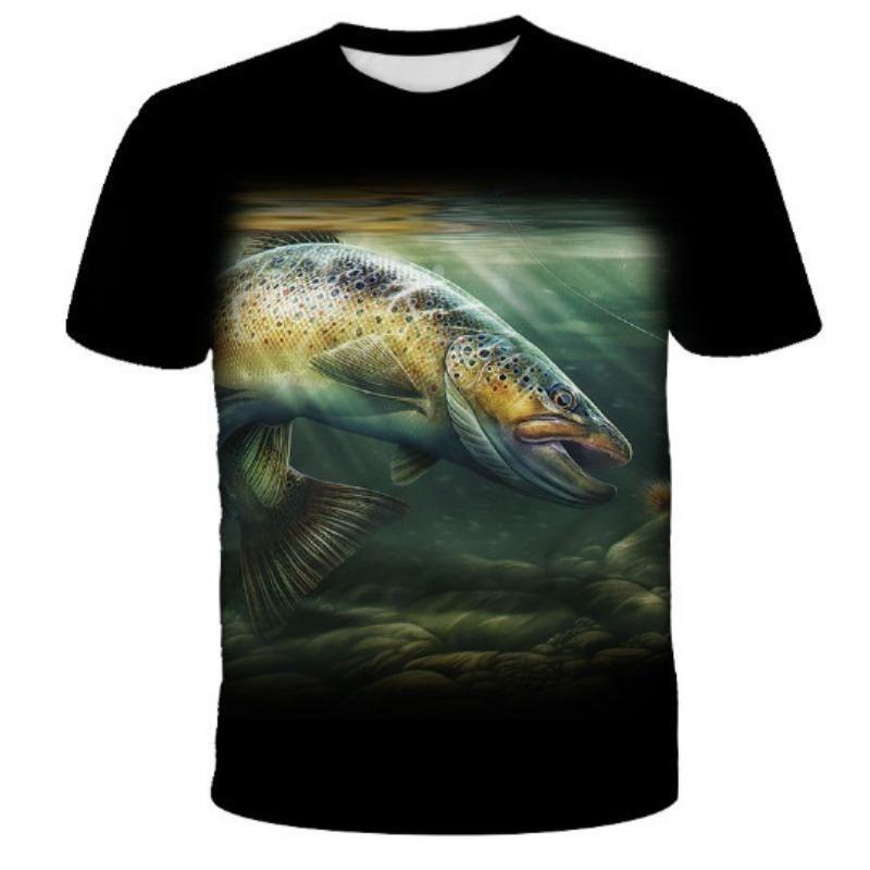

Летний тренд 3D принт рыбы свободные повседневные круглый вырез короткий рукав футболки мужские 6XL