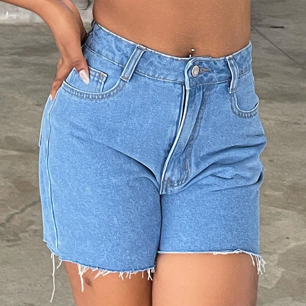 Women's Color Jeans Stretch Slim Fit Distressed Denim Shorts