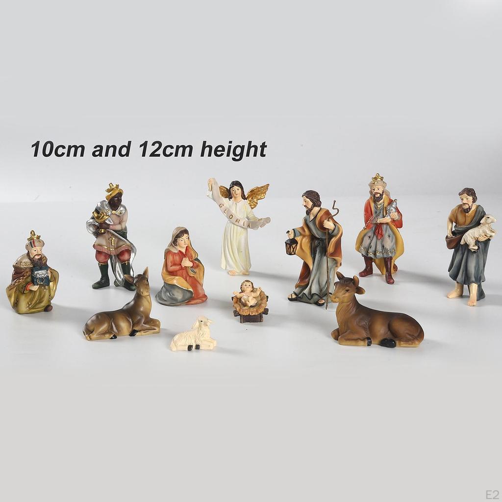 Nativity Scene Figures Christmas Desktop Decoration Figurines Pack of 11 Multi-Coloured