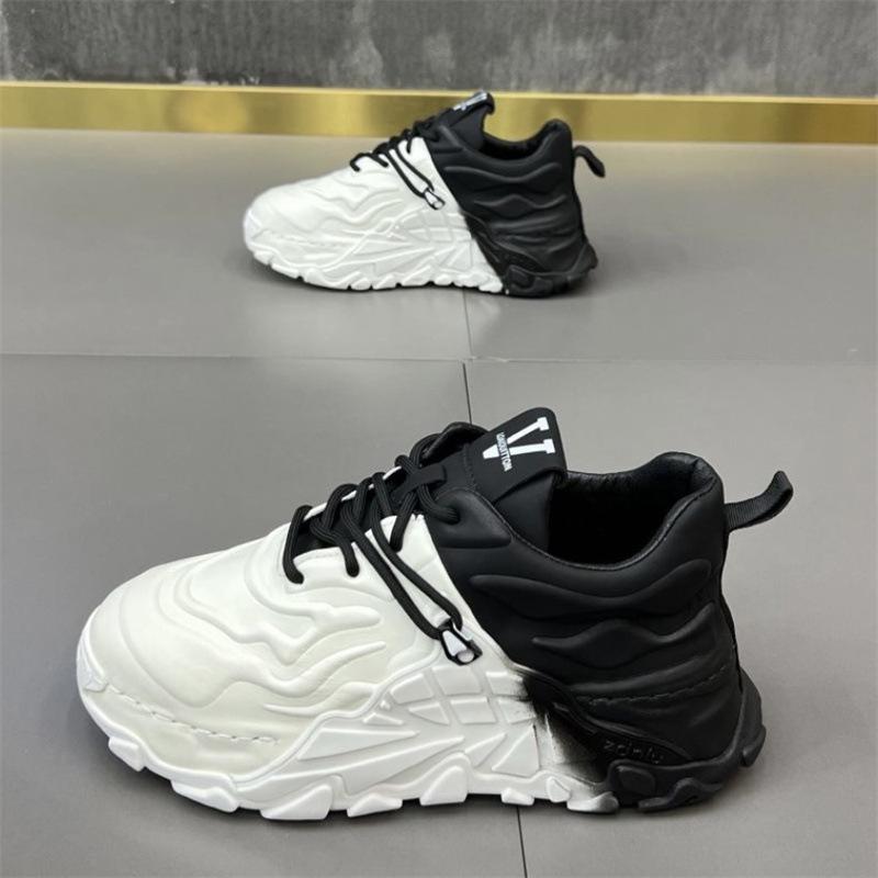 Men's Summer and Autumn Dad Shoes Thick-soled Leather Casual Shoes Gradient Student Shoes