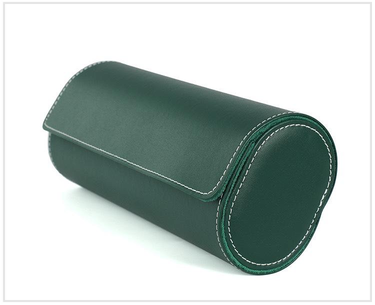 Green Submariner Leather Watch Box: Dustproof, Portable Protection for 1-3 Watches