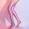 Calze da donna a macchia liscia, alte, lucide, elastiche, vintage, modellanti, aderenti, sopra il ginocchio, per danza, colore caramella