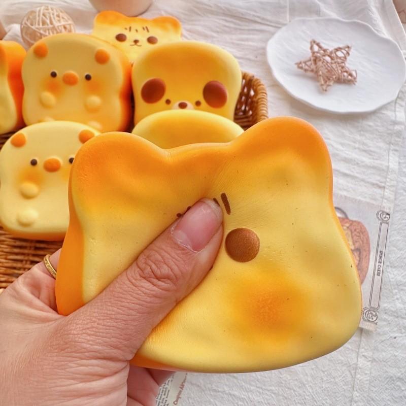 Cute Cartoon Simulated Toast Squeeze Toy Soft Stress Relief Slow Rising Sensory Fidget For Anxiety Gifts For Kids Adults