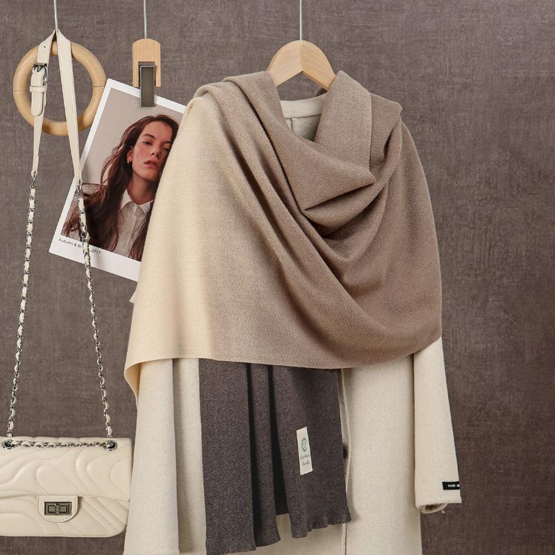 245G Thick Gradient Pashmina Shawl Scarf Autumn Winter Warm Wraps Like Cashmere Like Scrves High Quality Scarf