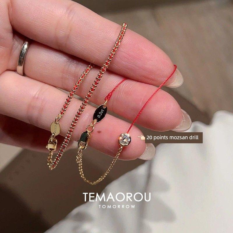 

Браслет-оберег с красным шнурком для женщин, роскошный, изящный, новогодний, со змеей A plain chain red hand rope single