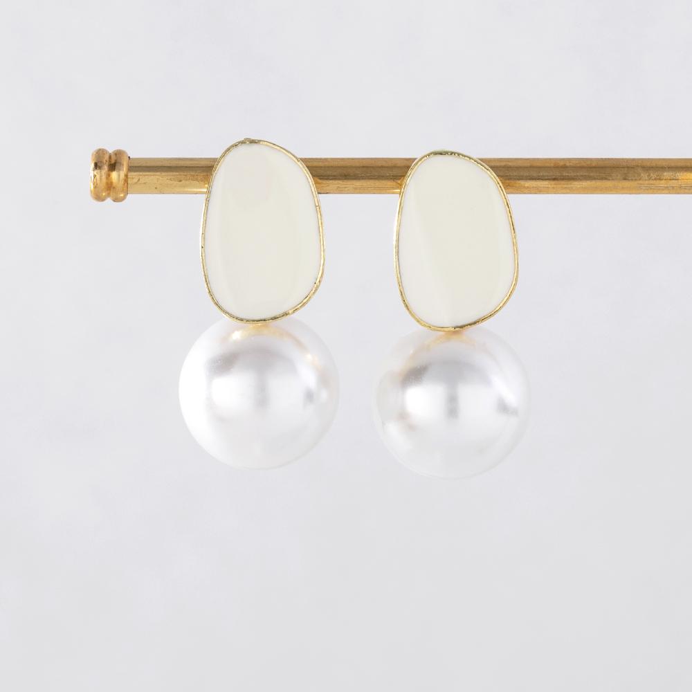 

Pinkdudu Сплав, емаль, сережки в корейському стилі, жіночі сережки Temperament Commuter High Sense Creative Series PD1254 білий