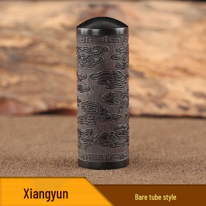 Handcrafted Ebony Carving Agarwood Pouch with Thread, Agarwood Powder, and Solid Wood Bottle Set