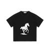 Black T Shirt With White Horse Print For Casual Wear