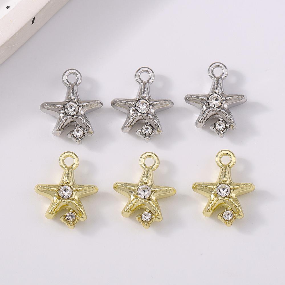 5pcs Cute Rhinestone Starfish Charms Pendants for Necklace Earrings Bracelet DIY Handmade Jewelry Making Accessories