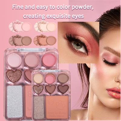Palette di ombretti Cat Claw da 8 colori Palette di trucco per occhi carini Palette di ombretti rosa con glitter a lunga durata Cosmetici per donne coreane