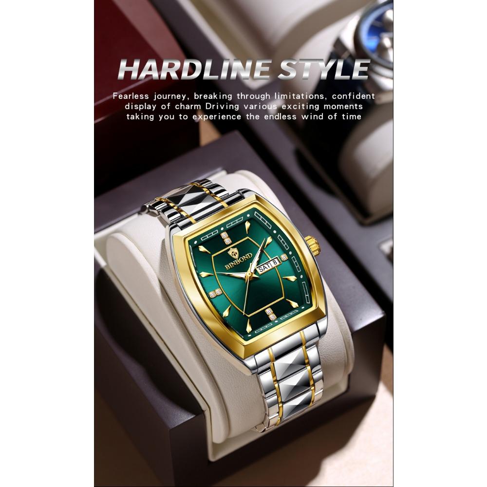 BINBOND B400 Top Brand Quartz Waterproof Watches For Men Luxury Diamond Dial Elegant Stainless Steel Luminous Business Men Watch