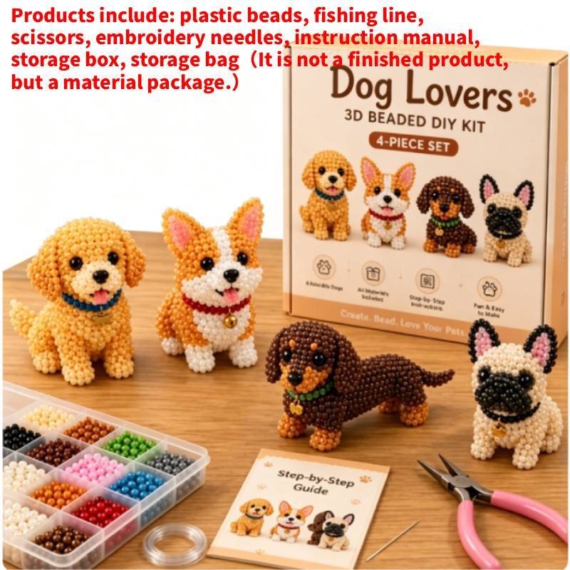 Kleines 3D-Tier-Bastelset mit Perlen und Kunststoffmaterialien für DIY-Tierdekoration und Kinderkreativität
