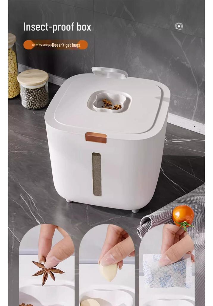 20 Jin Food-Grade Sealed Rice and Grain Storage Bucket with Press-Type Lid and Insect-Proof Feature