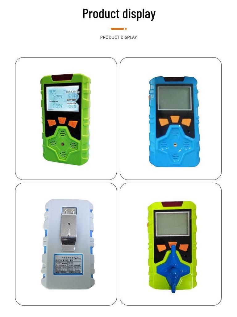 4-in-1 Portable Gas Detector: Oxygen, Carbon Monoxide, Hydrogen Sulfide, Ammonia, Chlorine.