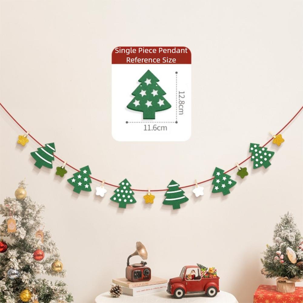 

Felt Christmas Banner Red Green Santa Design Felt Christmas Banner Elk Design Hanging Ornament Xmas Pull Flag Christmas Party
