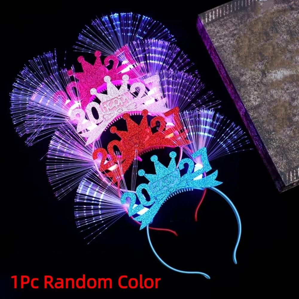 Tiara de Cabelo LED Brilhante Doce 2027 Bastões Luminosos Brinquedos Infantis Aro de Cabelo de Natal Adereço para Foto