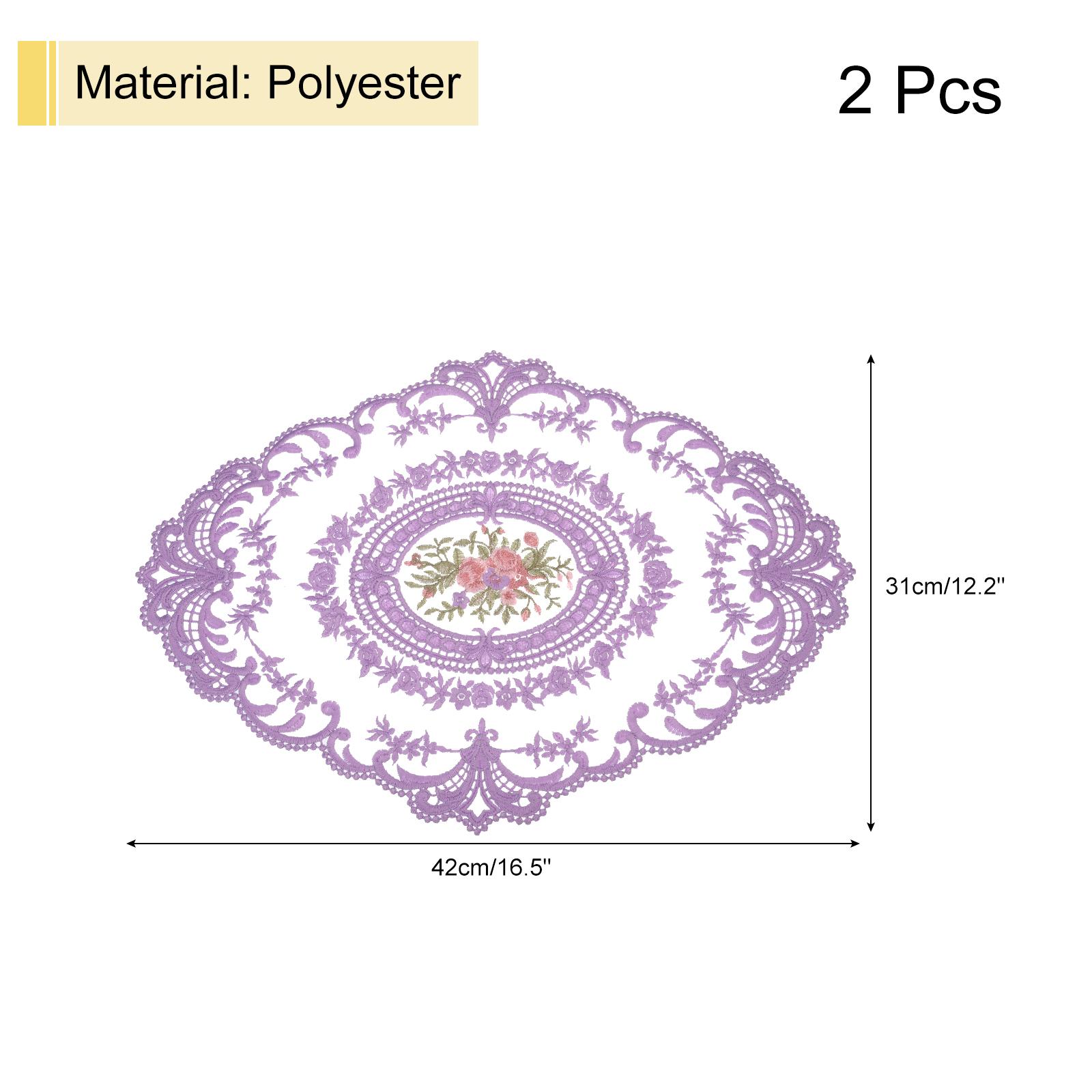 

2 шт. Ретро Кружевные Салфетки Овальные Вышитые Подставки Под Тарелки Французское Вязание Крючком Ажурные Салфетки Подставки Под Чашки для Дома Свадьбы 12x16in светло-фиолетовый