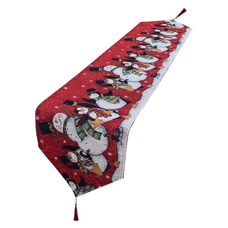 Classical Christmas Table Runner Table Cloth Christmas Tablecloth with Snowflake Pattern for Dining Decorations